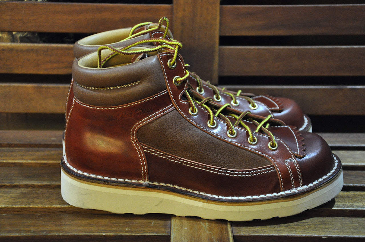 The Flat Head Cordovan X Deerskin Hiking Boots(Brown Tea-Cord Cordovan)