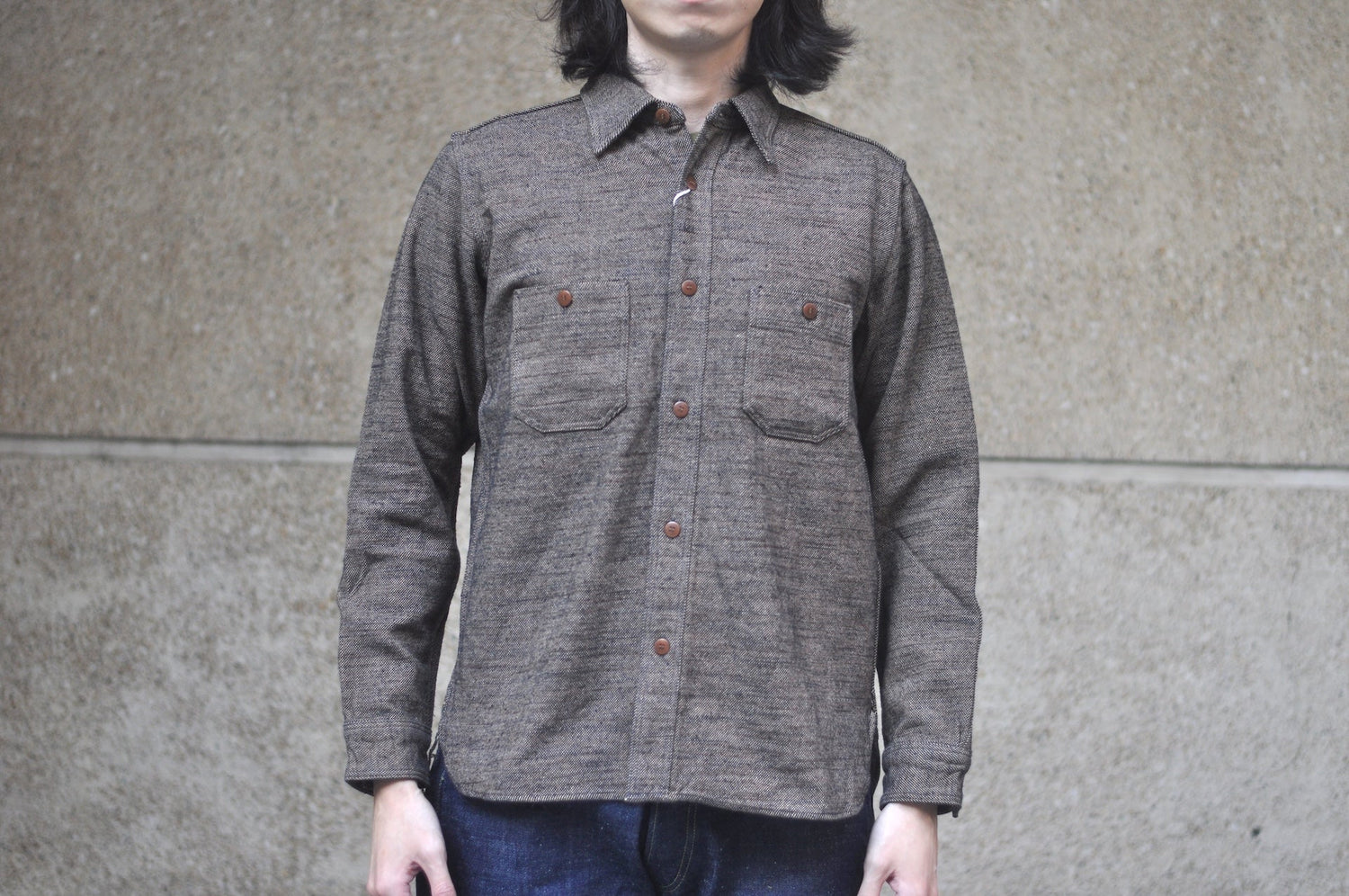 Samurai Heavyweight “Oversea Edition” Elemental Flannel Workshirt (Sumi Black)