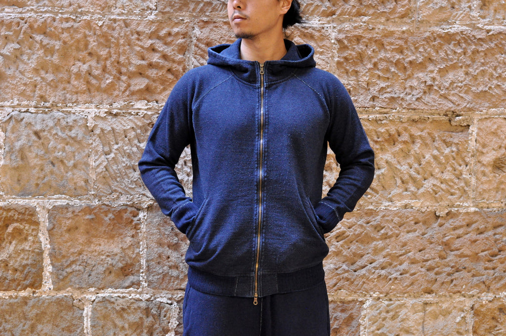 PURE BLUE JAPAN INDIGO RIBBED HOODY