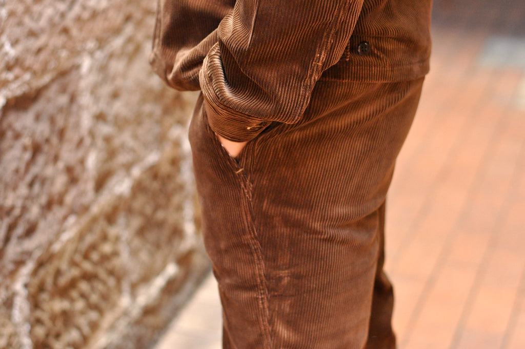 BONCOURA '41 BROWN HEAVY CORDUROY CHINOS (RELAXED TAPERED FIT)