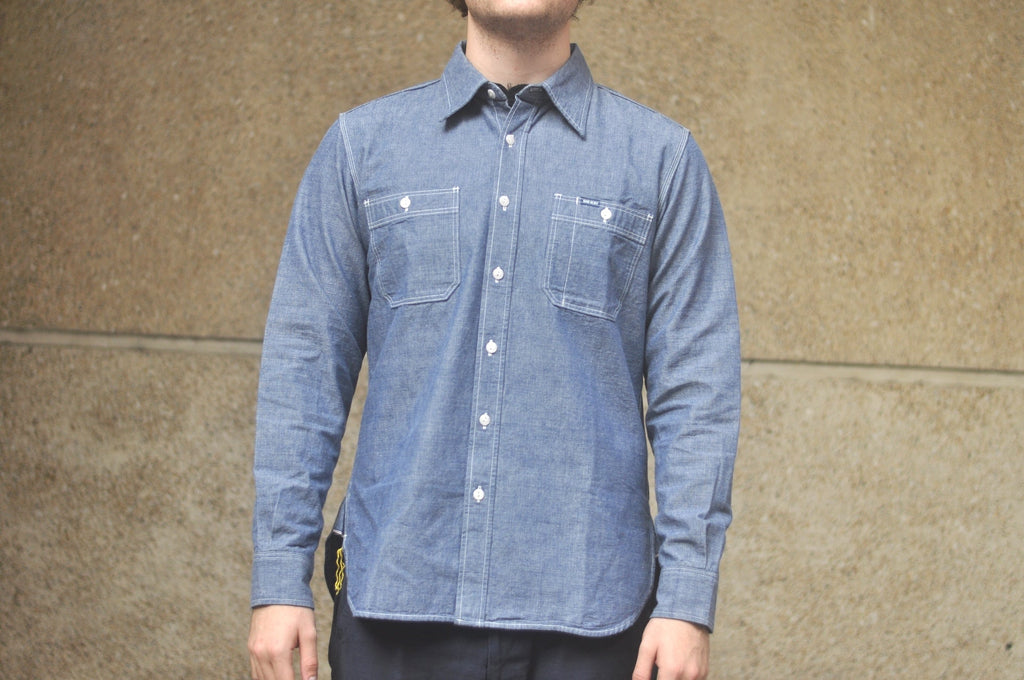 Iron Heart 10oz Indigo Dyed Selvedge Slubby Chambray Workshirt
