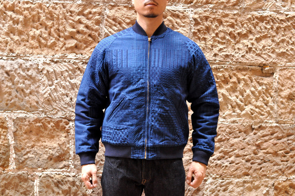 STUDIO D'ARTISAN INDIGO 'PATCHWORK STYLE' STADIUM JACKET