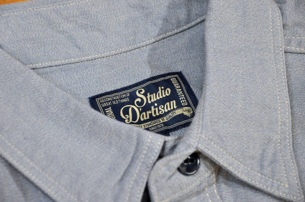 Studio D'Artisan 6oz Selvage Chambray Work-shirt Ash Indigo (Special Edition)