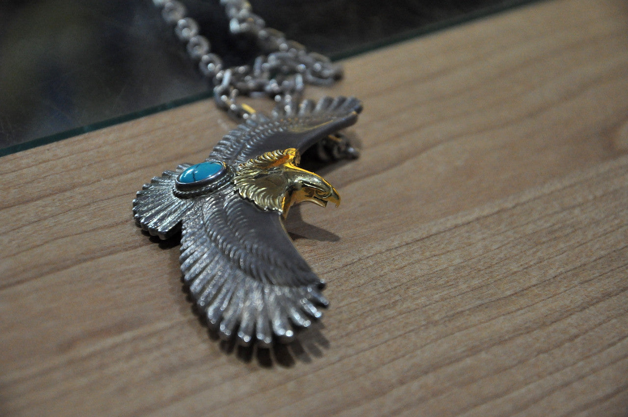 First Arrow's Large Eagle With Turquoise Pendant Set 4 Years In Use