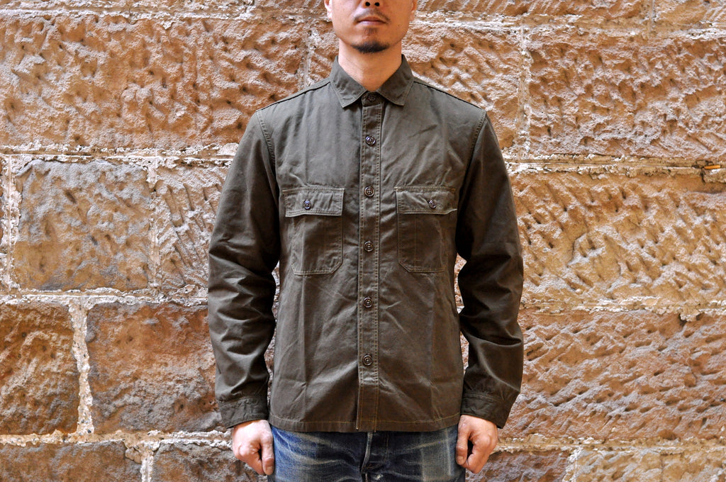 FREEWHEELERS "ARMY UTILITY" WEATHER PARAFFIN SHIRT (OLIVE)