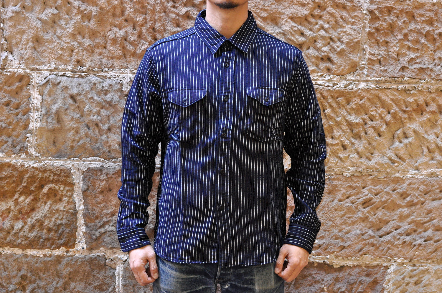 UES 13OZ 'INDIGO WABASHED' HEAVYWEIGHT SELVAGE FLANNEL WORKSHIRT