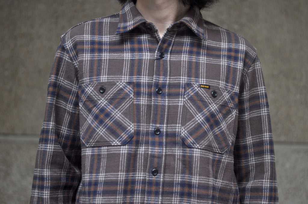 Iron Heart Ultra-Heavy "Slubby" Flannel Classic Check Work Shirt (Chocolate Brown)