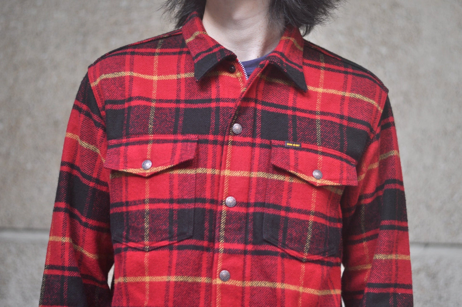Iron Heart 10oz Heavyweight Flannel Rider’s Overshirt (Saturated Red)