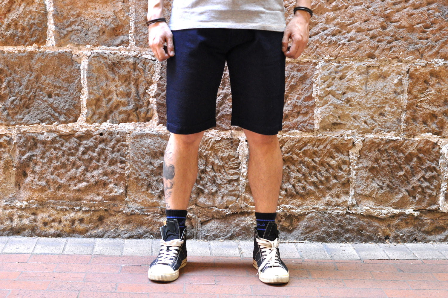 MOMOTARO INDIGO DYED GTB DOBBY SHORTS