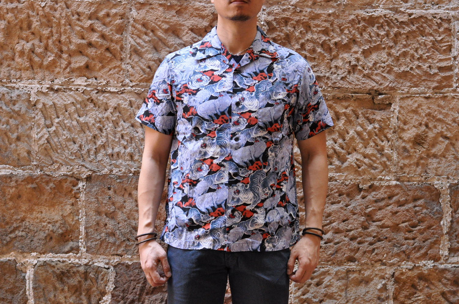 STUDIO D'ARTISAN "HUNDREDS OF TIGERS & PIGS" HAWAIIAN S/S SHIRT