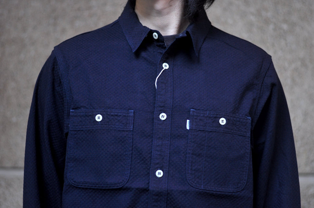 Omoto Denim 8oz Indigo Dyed “Ichimatsu” Woven Denim Early Workshirt