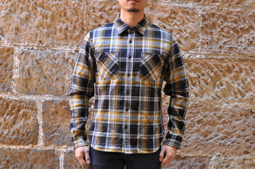 IRON HEART 14OZ ULTRA-HEAVY CRAZY CHECK WORK SHIRT (KILLA BEE)