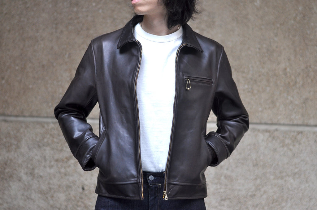 RAGGY CLOTHING X CORLECTION Horsehide 40s Sports Jacket (Black Tea-cored)
