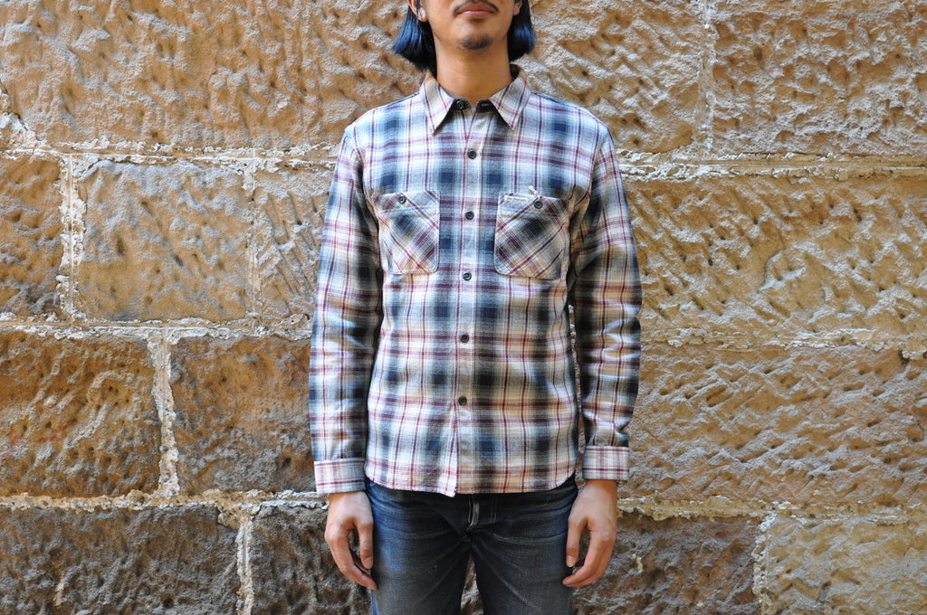 The Flat Head Medium Weight Selvage Flannel Workshirt (Ivory)