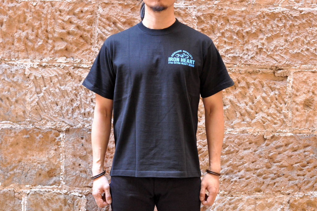 IRON HEART 7.5OZ "ORIGINAL LOGO" LOOPWHEELED TEE (BLACK)