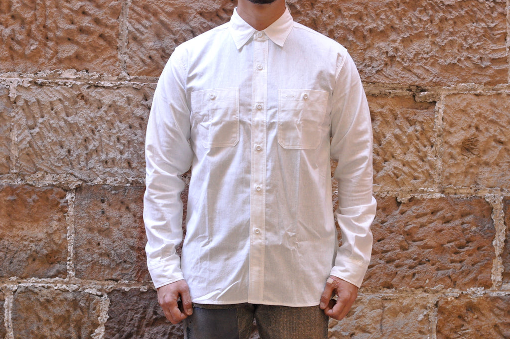 WAREHOUSE 8OZ SELVAGE CHAMBRAY 'TRIPLE STITCHED' WORK SHIRT (WHITE)