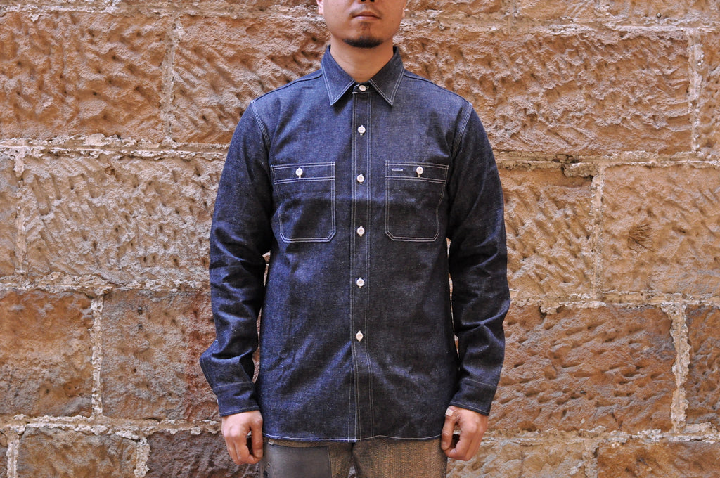 WAREHOUSE 10OZ SELVAGE DENIM 'TRIPLE STITCHED' WORK SHIRT (INDIGO)