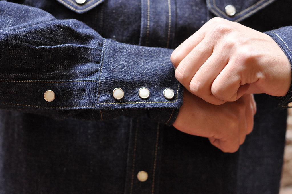 WAREHOUSE 12OZ 'LONG-HORN' DENIM WESTERN SHIRT