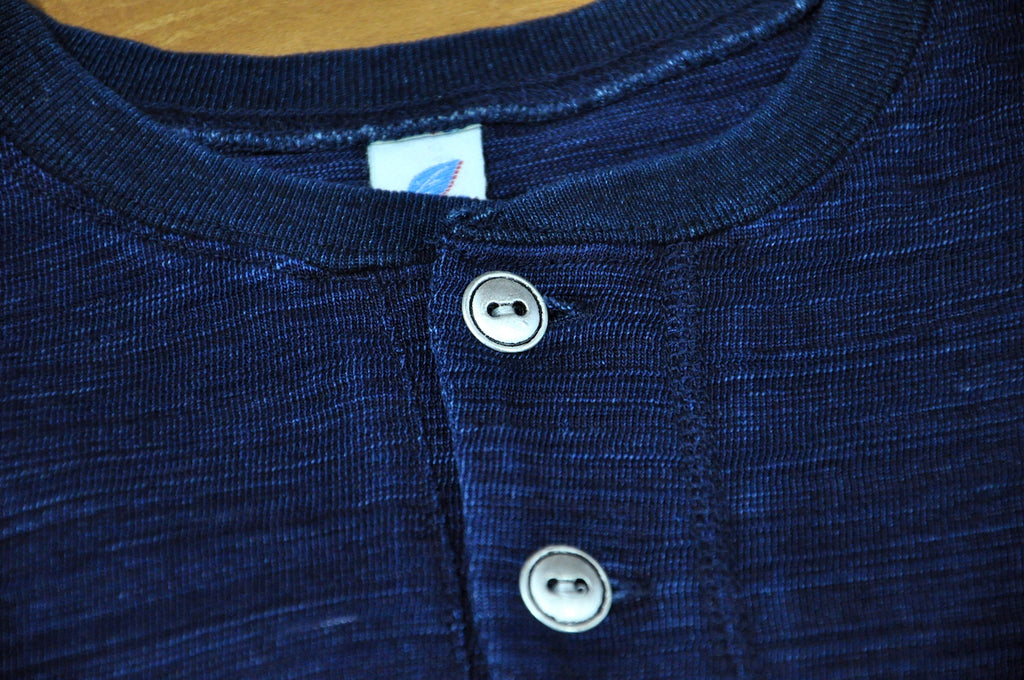 Pure Blue Japan 7.5oz 'Slub Yarn’ Indigo henley tee