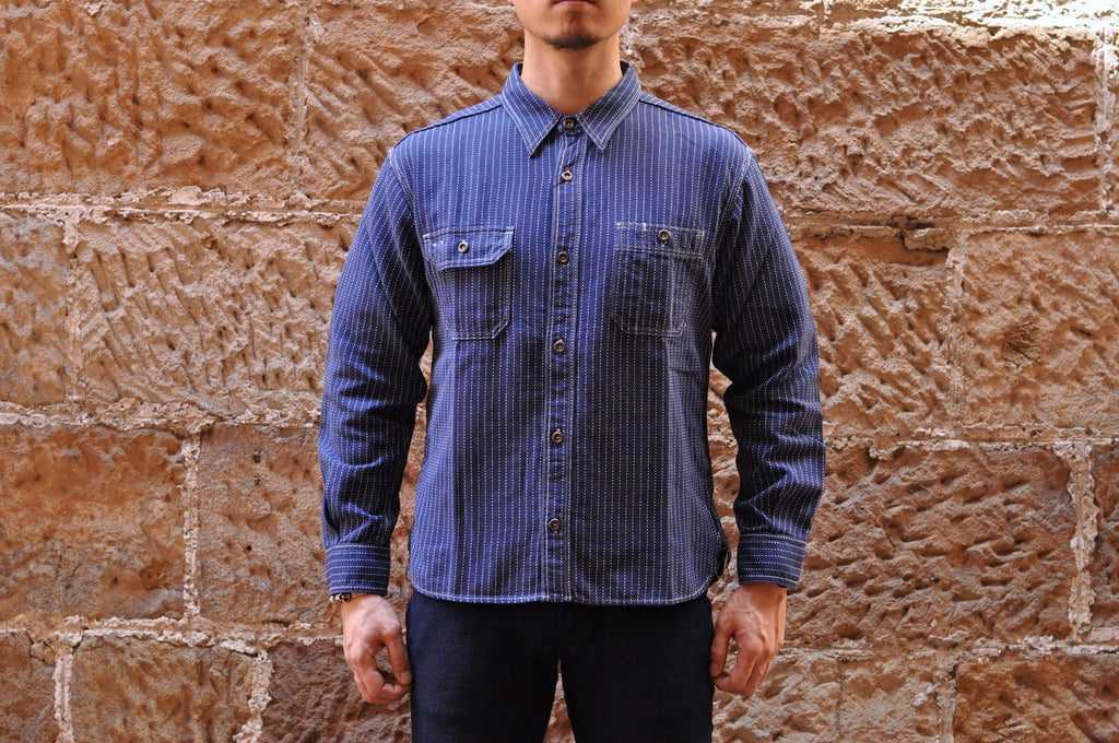 MOMOTARO 8OZ INDIGO WABASHED SASHIKO WORKSHIRT