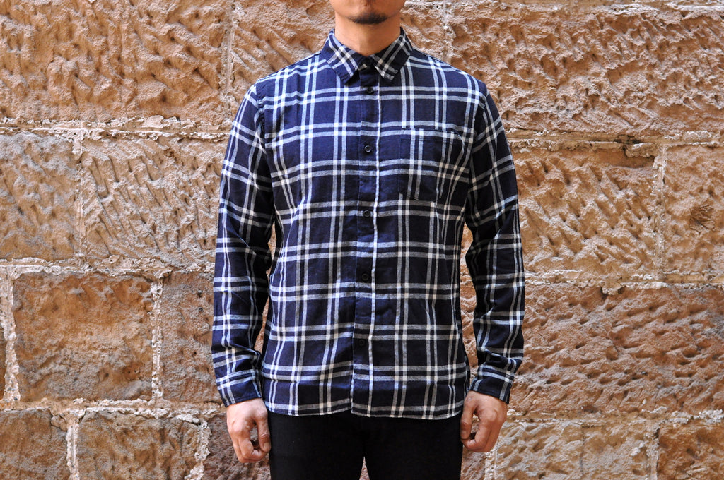 PURE BLUE JAPAN LIGHTWEIGHT INDIGO CHECK SHIRT