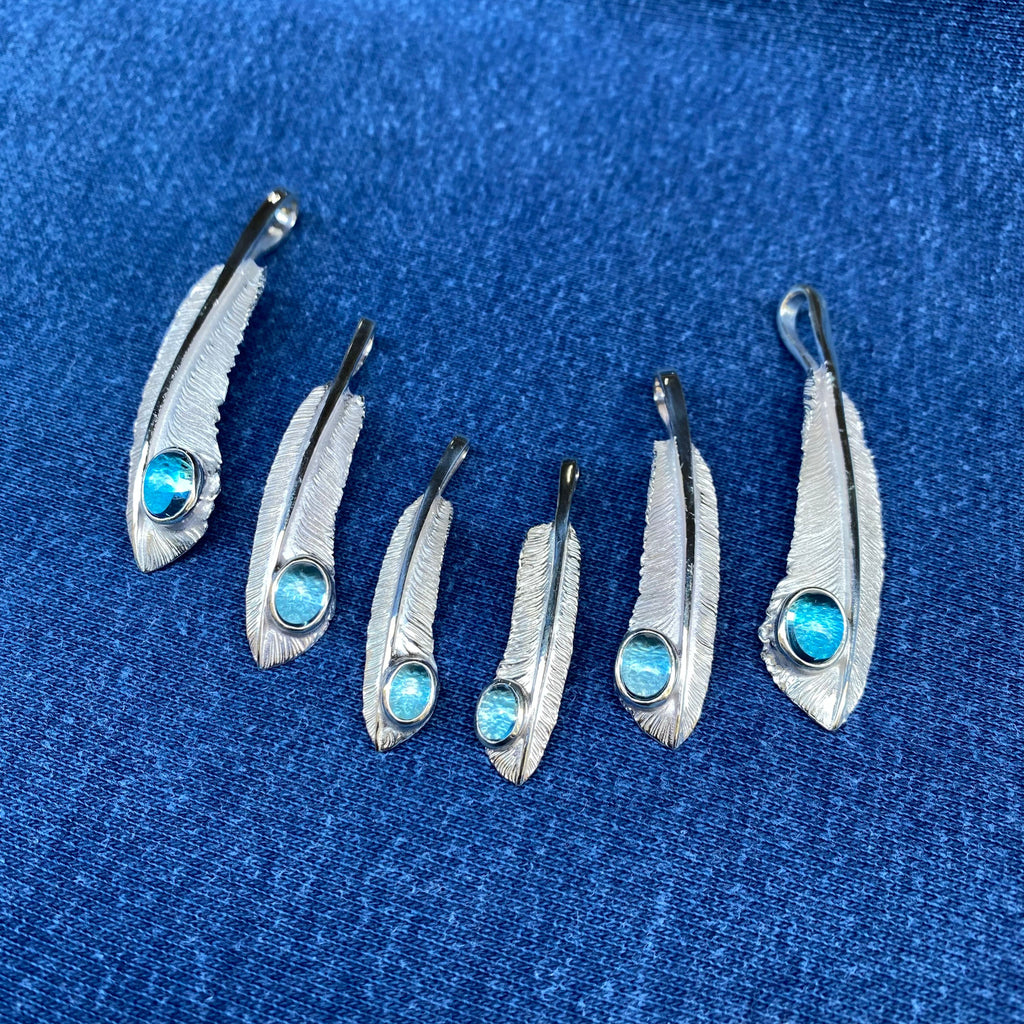 Legend "Feather" Silver Pendants with Blue Topaz