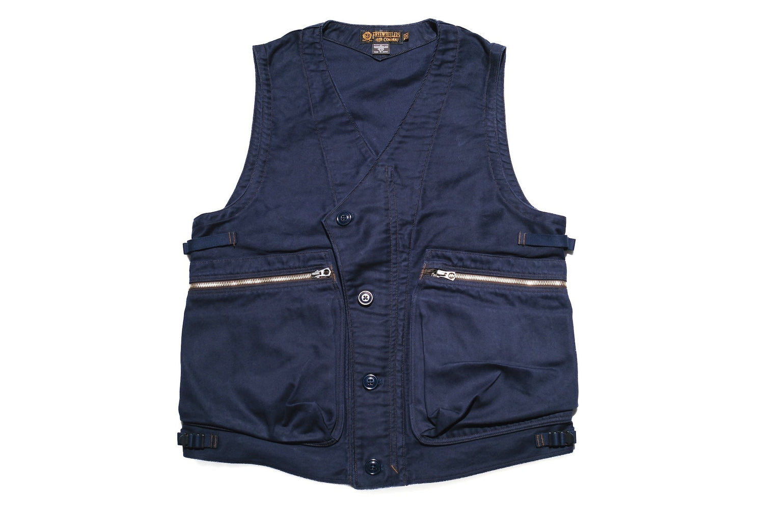 Freewheelers “Speed Engineer” Moleskin Sleeveless Coat (Navy)