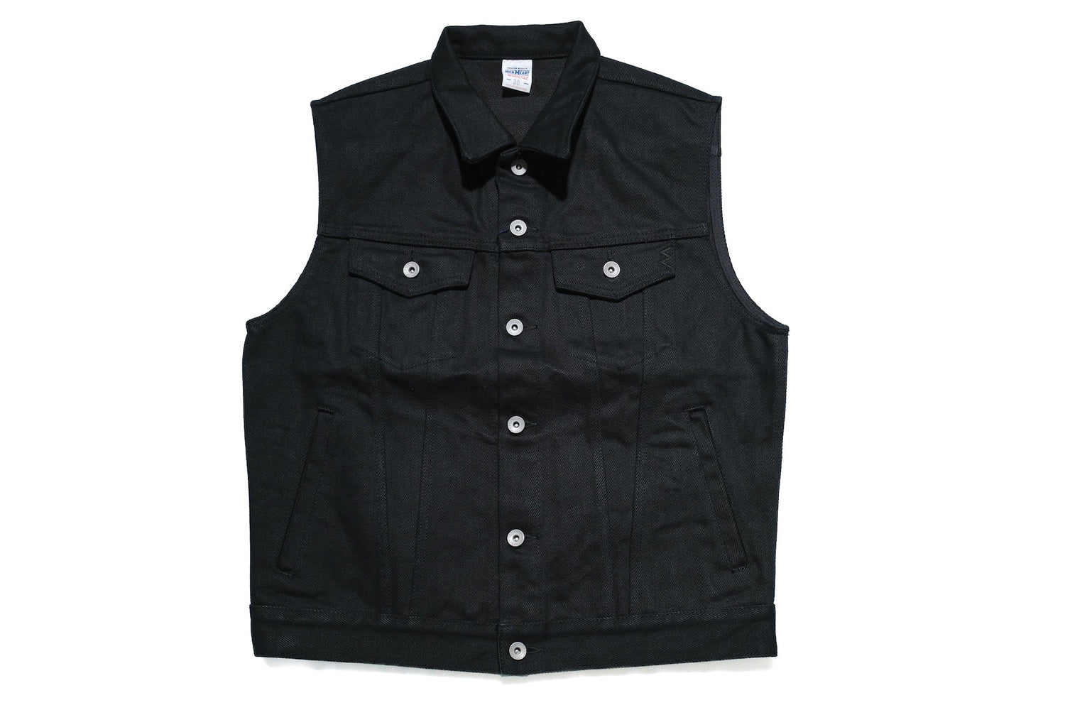 Iron Heart 21oz Selvage Denim Modified Biker Vest (Super Black)