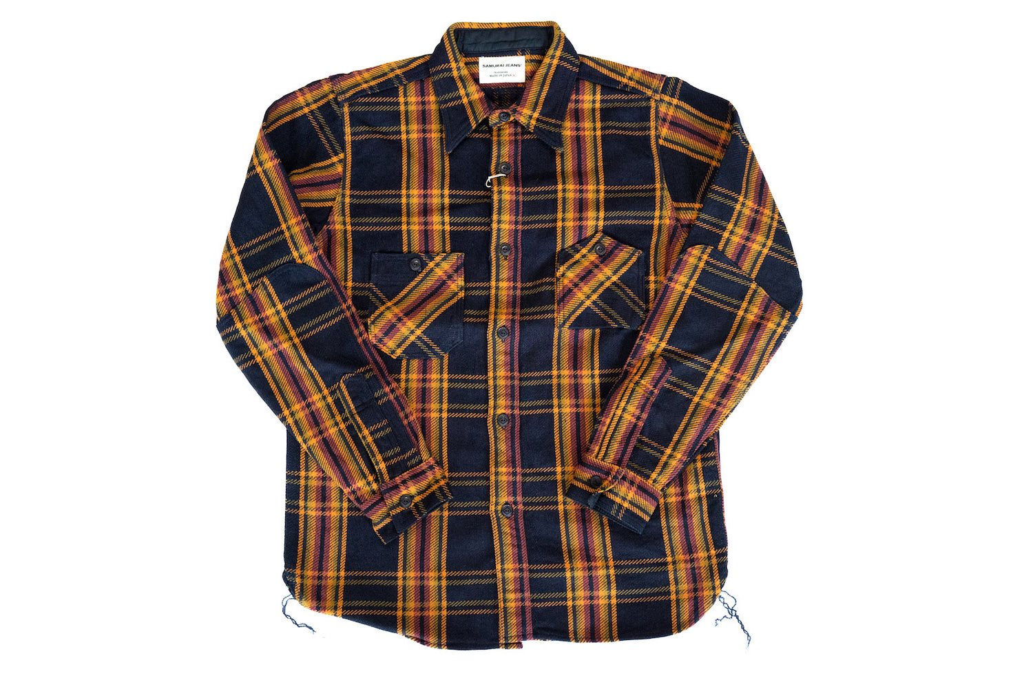 SAMURAI 13OZ INDIGO DYED HEAVYWEIGHT FLANNEL EARLY WORKSHIRT OVERSEAS EDITION(INDIGO X ORANGE)