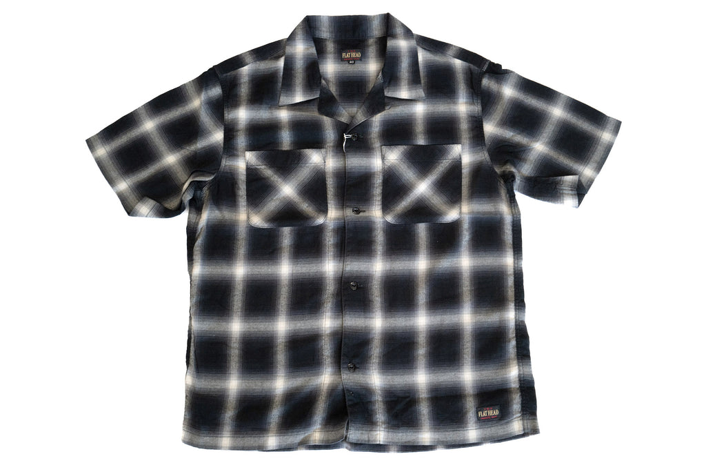 The Flat Head Lightweight Ombre Check Flannel S/S Open Collar Shirt