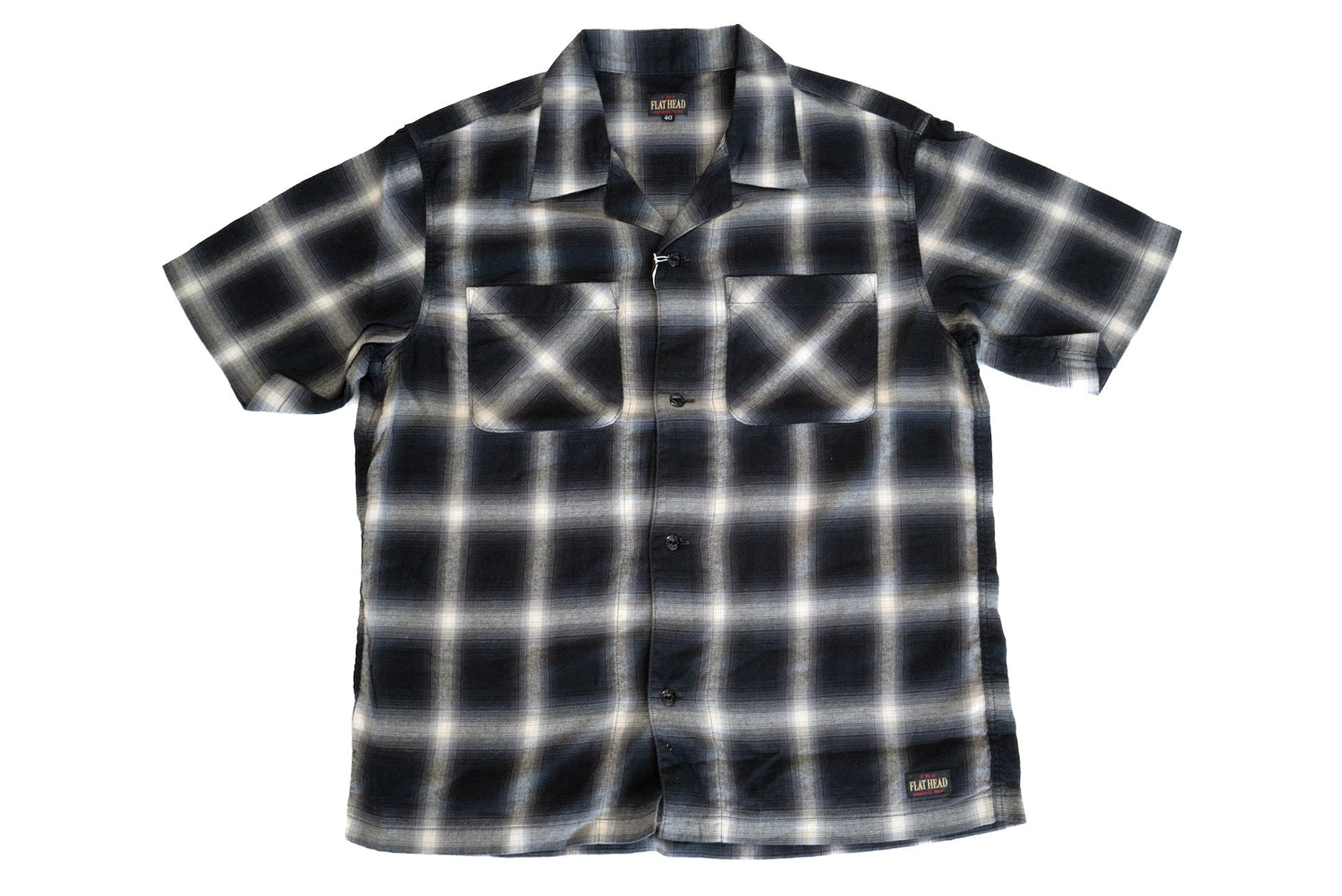 The Flat Head Lightweight Ombre Check Flannel S/S Open Collar Shirt ...