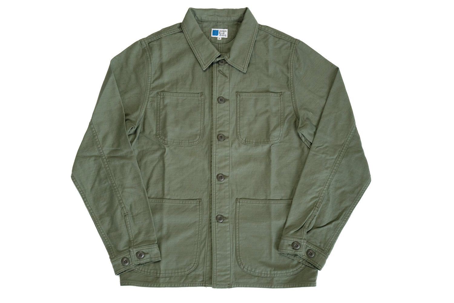 Japan Blue 12oz Back Satin Military Coverall (Olive) - CORLECTION