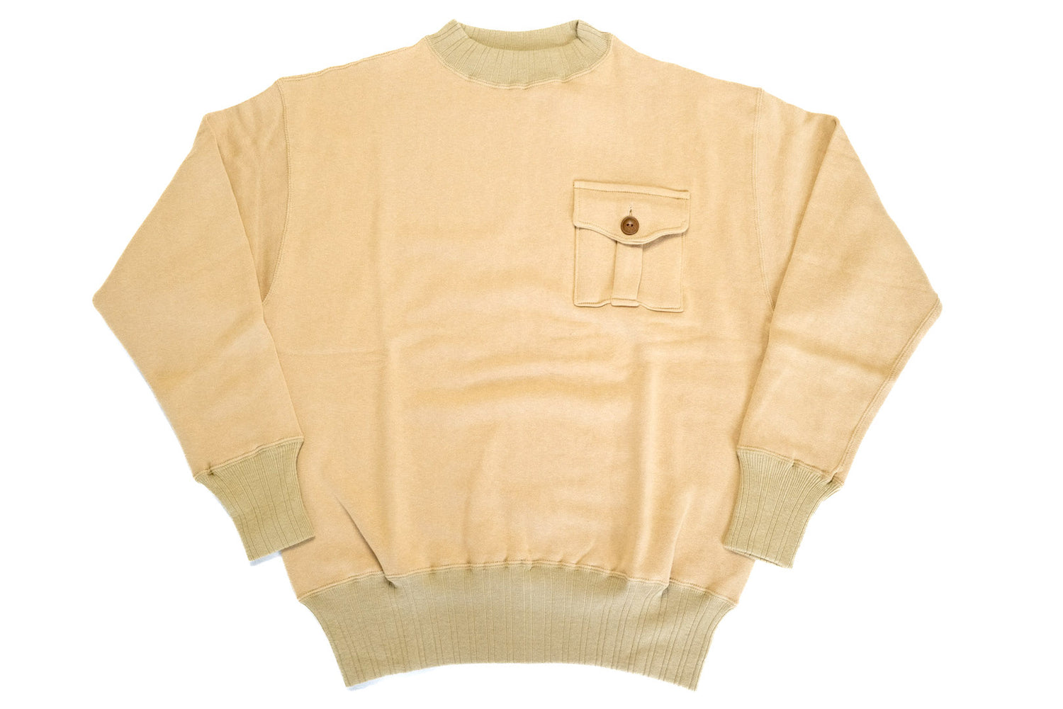 WAREHOUSE LOT.478 10OZ LOOPWHEELED MILITARY SWEATSHIRT (BEIGE)