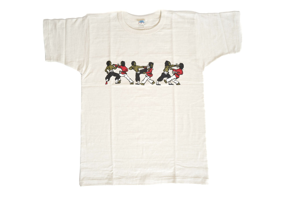 John Gluckow X Warehouse Co. 6oz 'Kung Fu Fighting' Loopwheeled Tee (Beige)