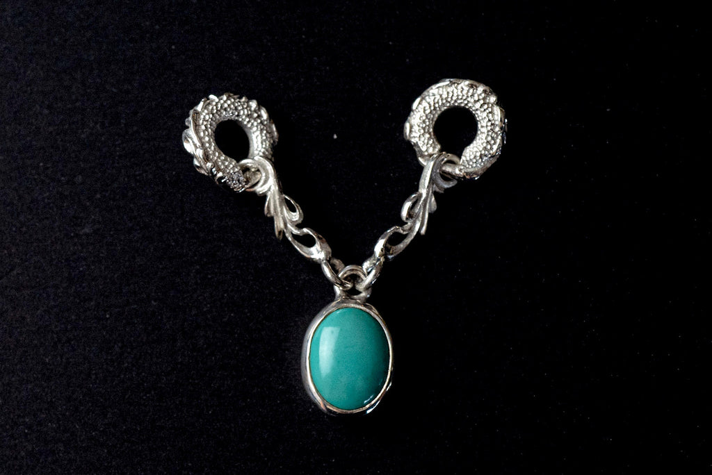 Legend "Drape" Pendant With Medium Size Natural Turquoise (P-163-M)