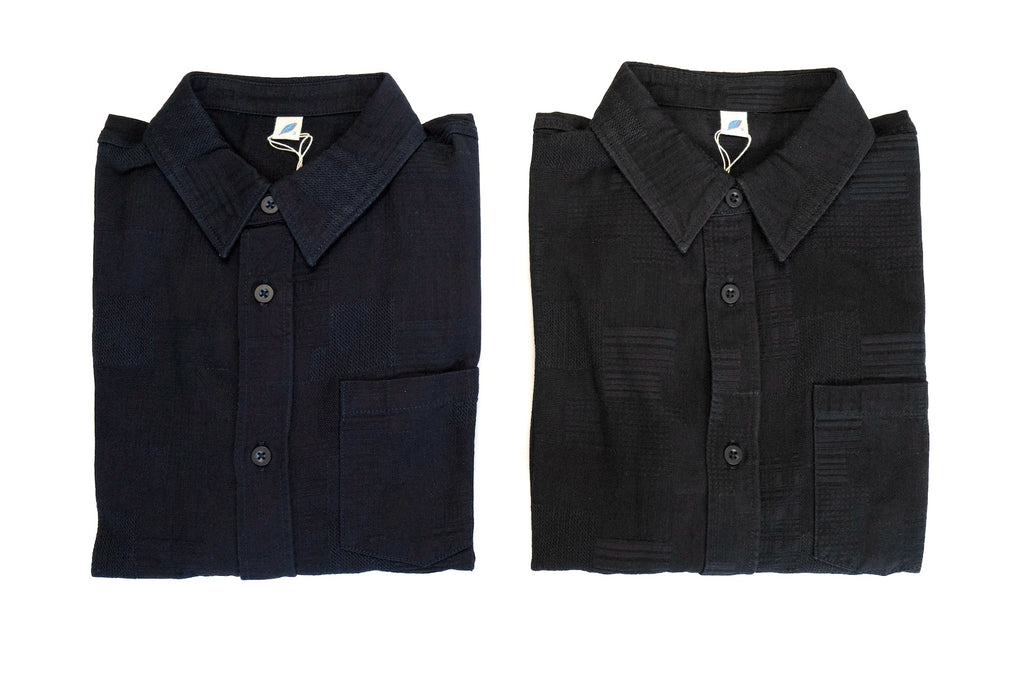 Pure Blue Japan 8oz Patchwork Jacquard Oxford Shirt