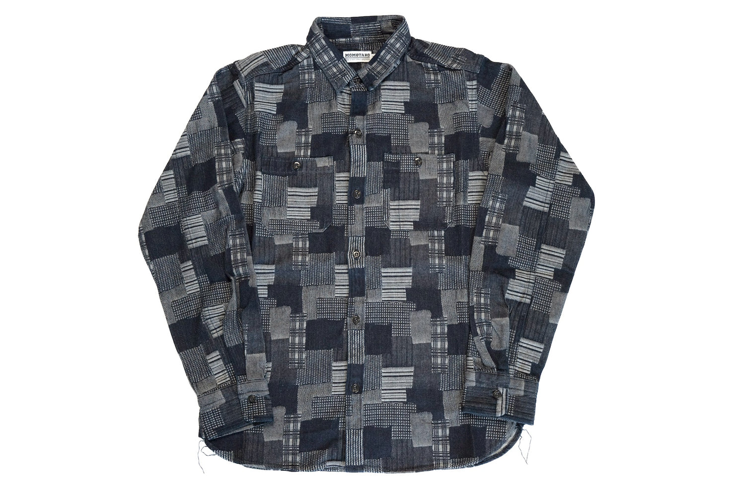 Momotaro 11oz Indigo Dyed Patchwork Jacquard Workshirt