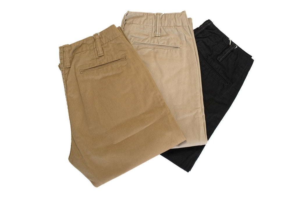 Pure Blue Japan 12oz High-Density "Worker's" Chinos (Camel/Beige/Black)