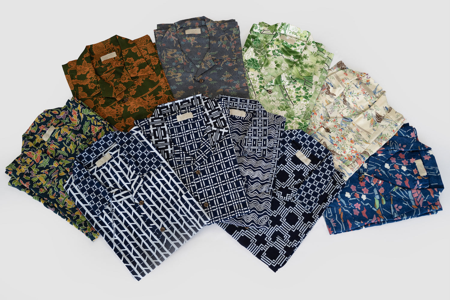 MARU SANKAKU PEKE BY SDA "KIMONO" S/S OPEN COLLAR SHIRT (6 DIFFERENT DESIGNS)