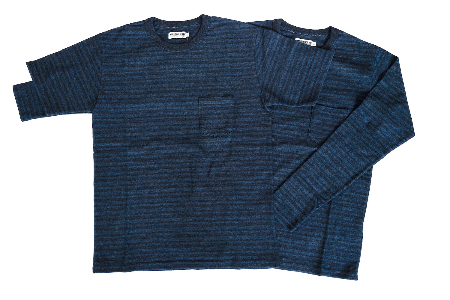 MOMOTARO HEAVYWEIGHT INDIGO BORDER L/S POCKET TEE