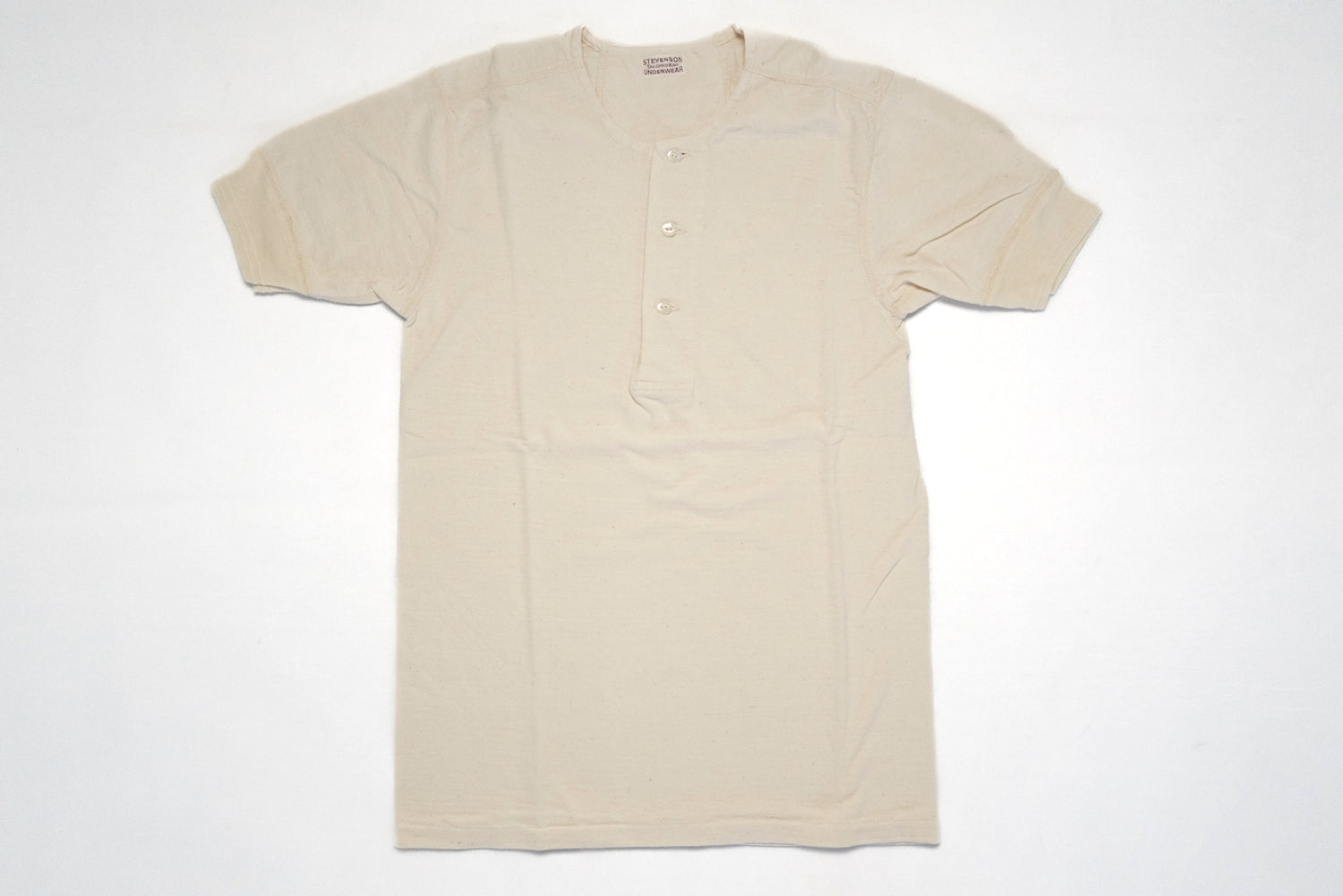 STEVENSON OVERALL CO. 7OZ SUPER SLOW LOOPWHEELED HENLEY TEE (OATMEAL)