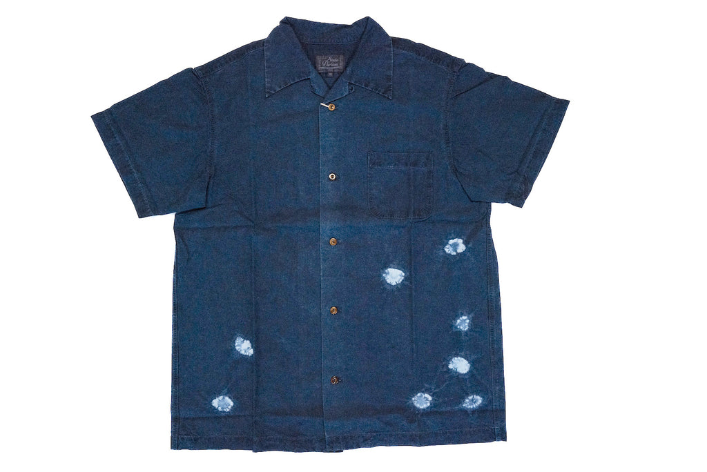 STUDIO D'ARTISAN NATURAL INDIGO "MOUNTAIN.FUJI" S/S HAWAII SHIRT