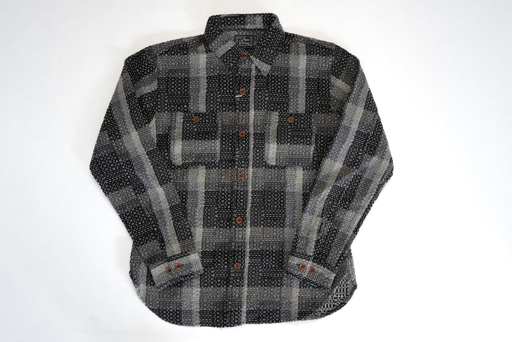 STUDIO D'ARTISAN 12OZ ”NORAGI“ SASHIKO WORKSHIRT (BLACK)