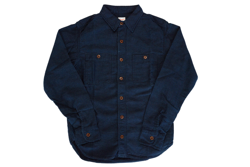 Momotaro 10oz Indigo Jacquarded Sashiko Workshirt