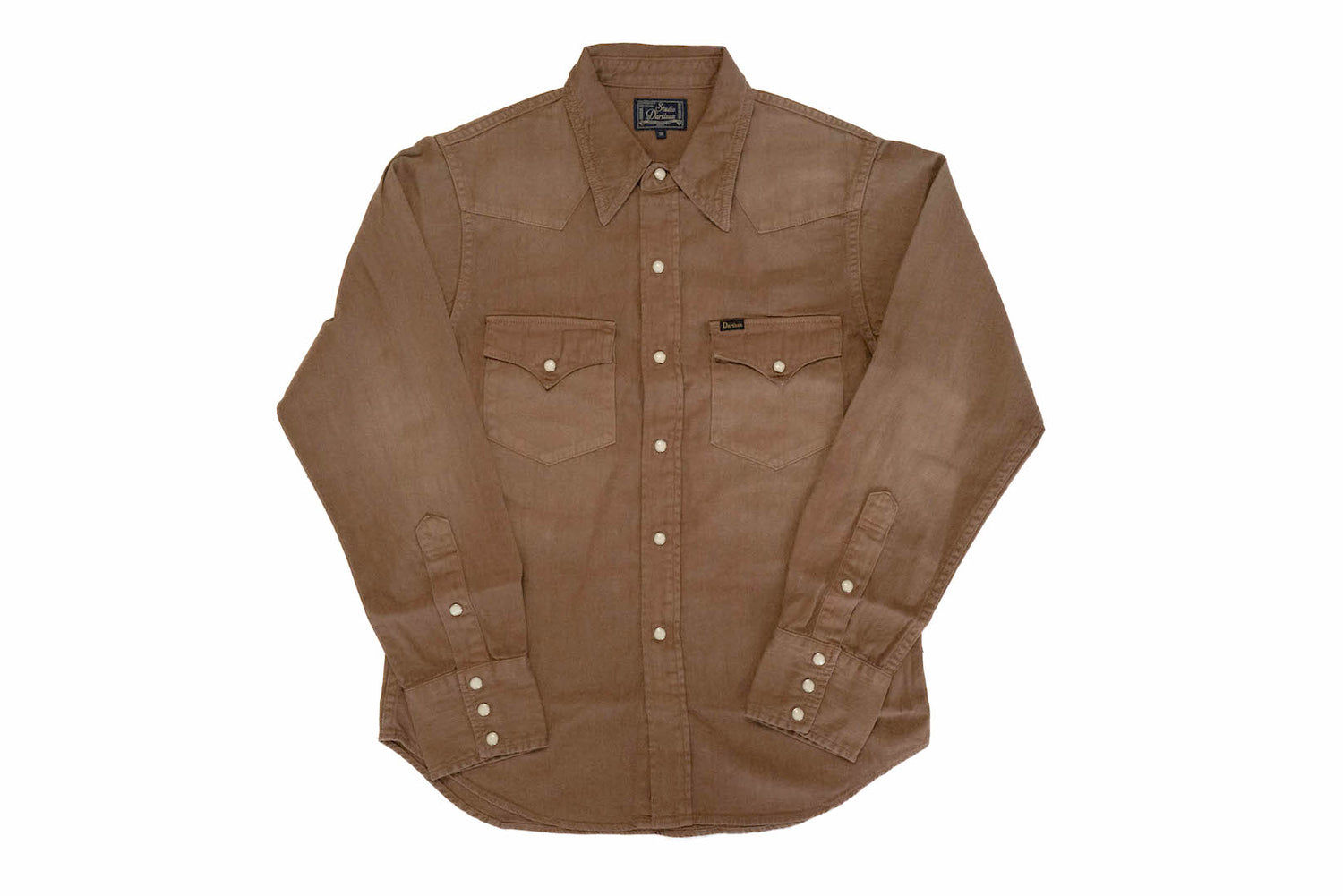 Studio D'Artisan 8oz 'Kusaki Zome' Denim Western Shirt (Khaki)