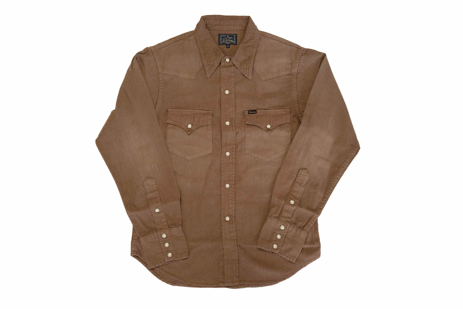 Studio D'Artisan 8oz 'Kusaki Zome' Denim Western Shirt (Khaki