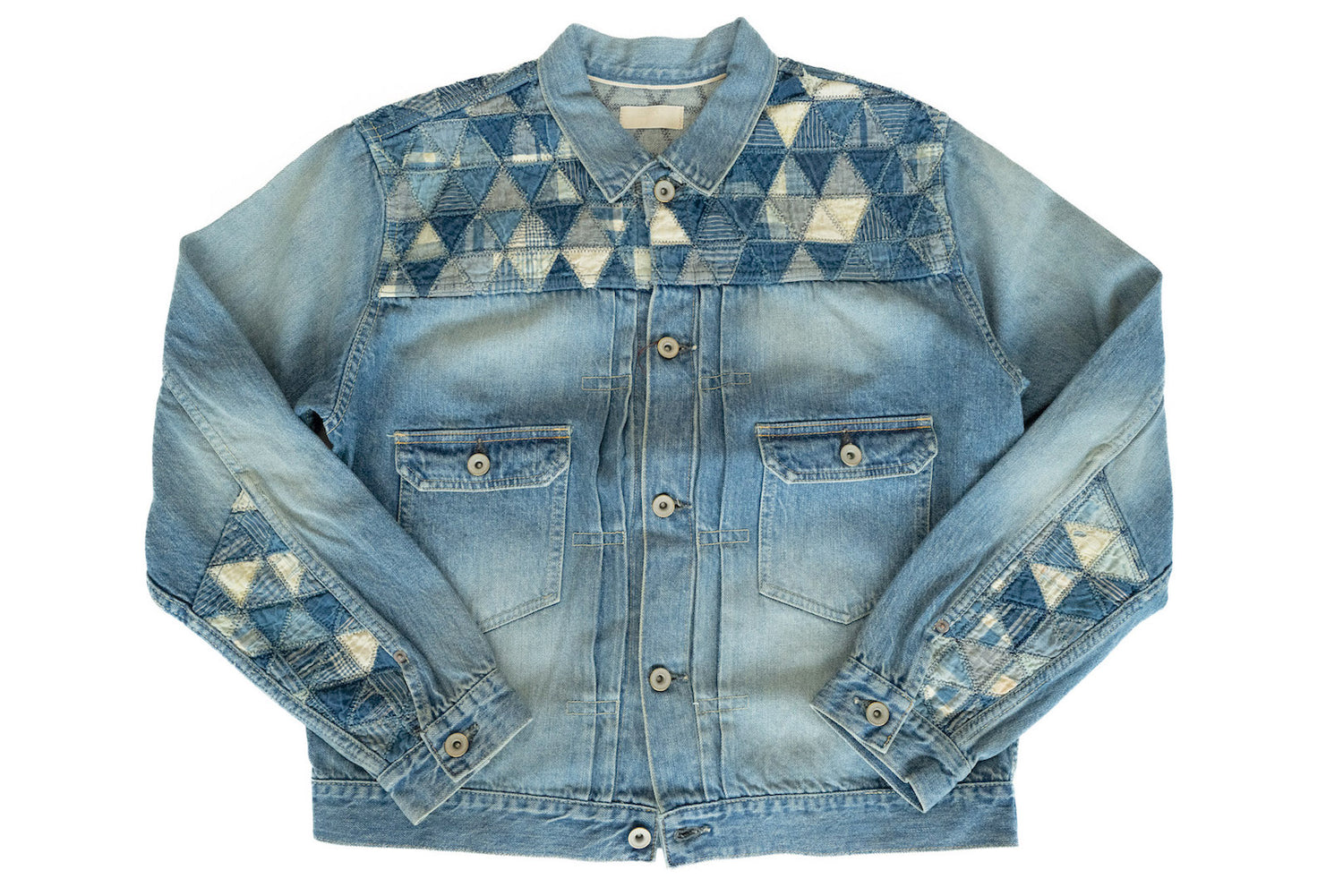 MARU SANKAKU PEKE BY SDA 13OZ PATCHWORK TYPE 2 DENIM JACKET