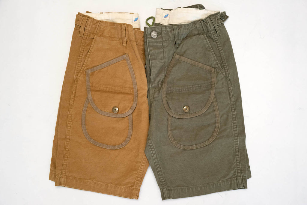 PURE BLUE JAPAN 12OZ COTTON SATEEN FIELD SHORTS