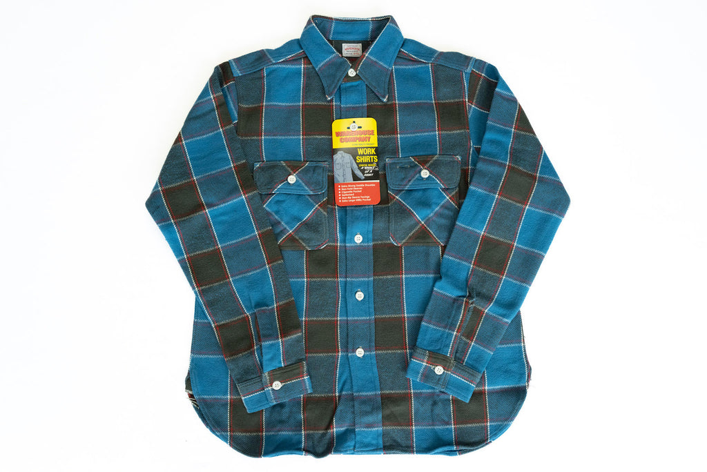 WAREHOUSE 11OZ TYPE B SELVAGE FLANNEL WORKSHIRT (BLUE)