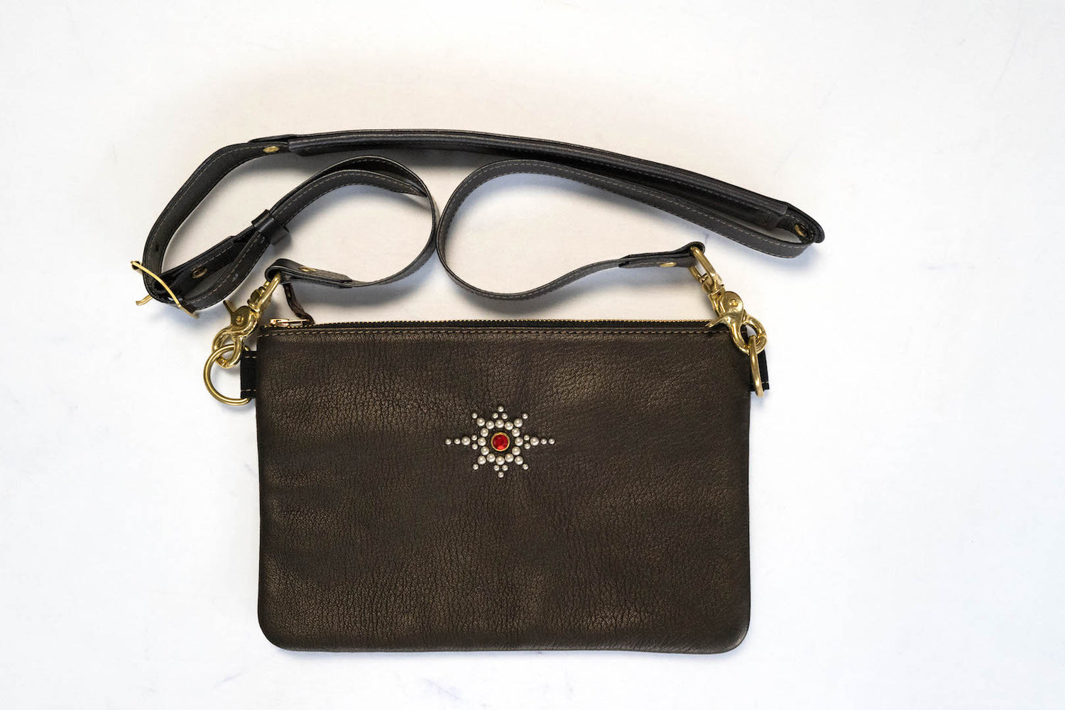 THE FLAT HEAD 'SUNBURST' DEERSKIN CARRY BAG